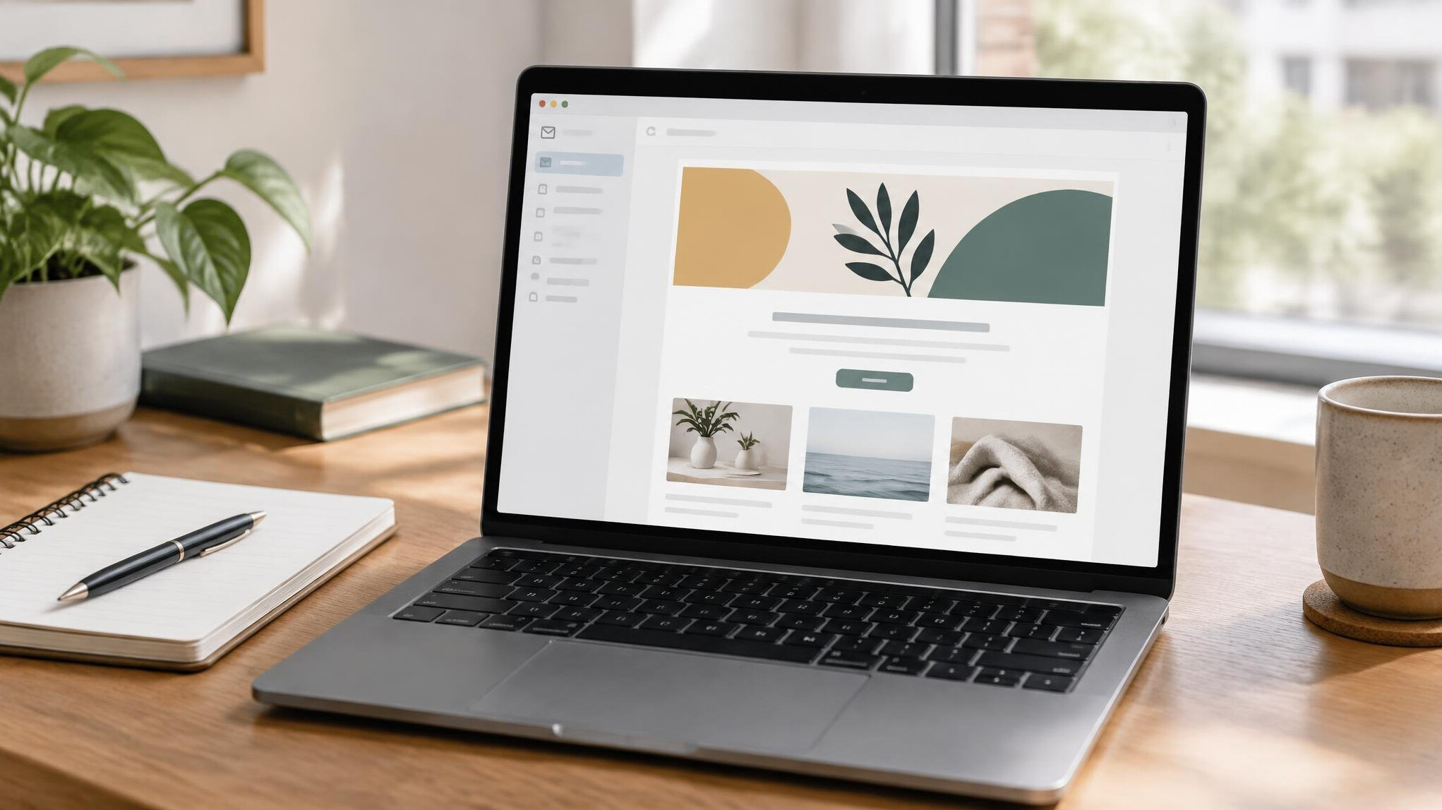 Laptop displaying a newsletter email template