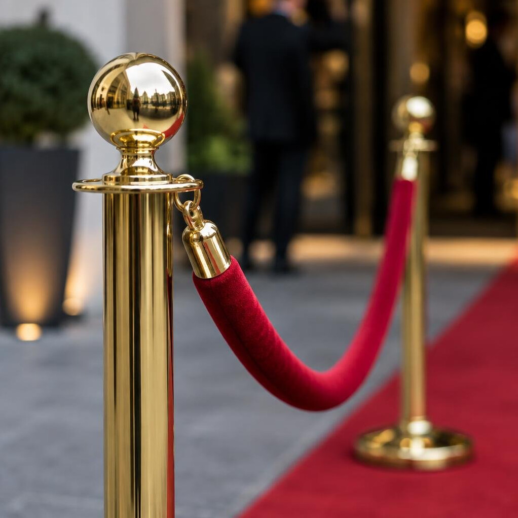 Red carpet barrier rope stand